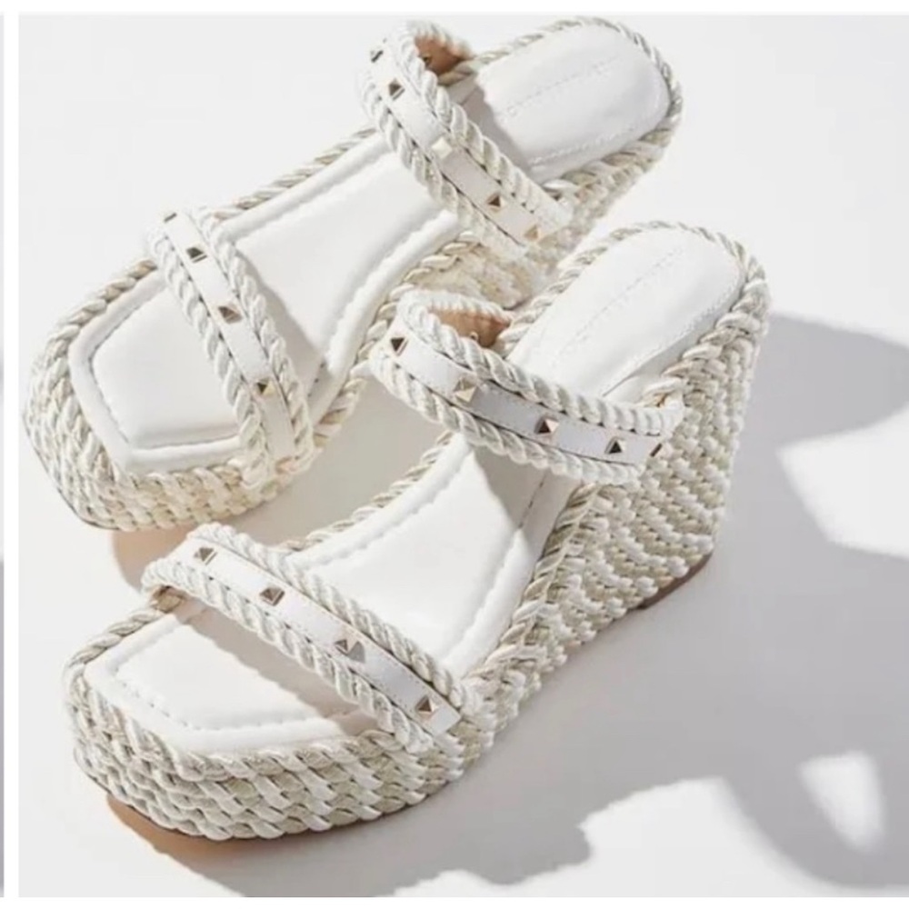 White House Black Market Studded Rope Wedges